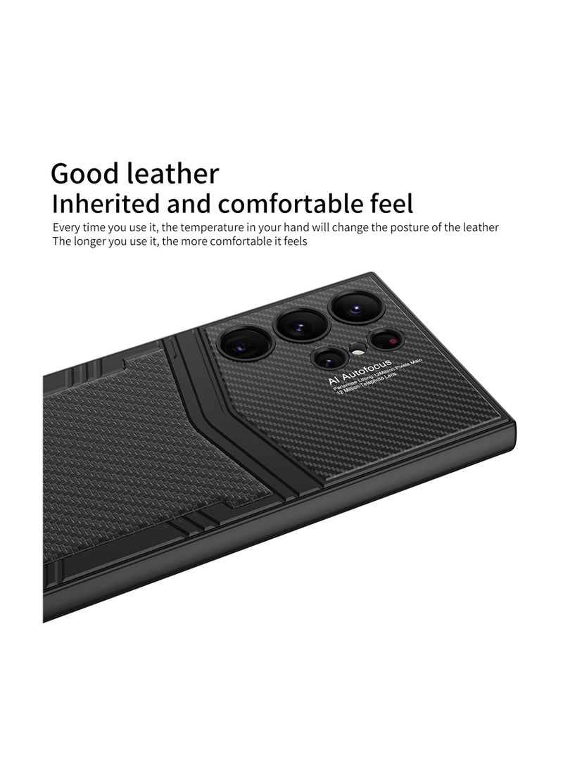 Aookay Case for Samsung Galaxy S24 Ultra Case with Pen, Luxury Leather Shockproof Drop-proof Phone Cover, Support Wireless Char-ging Cover for S24 Ultra (Not Original Pen)(Carbon Fiber Pattern)  - Image 3