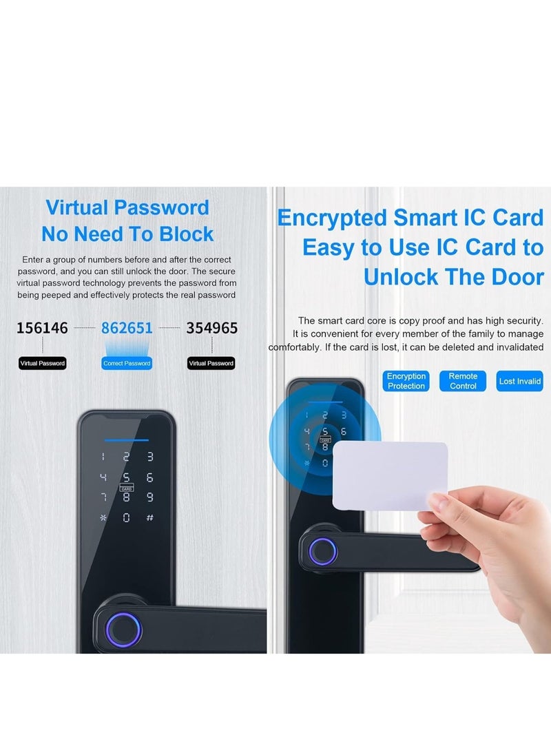 Arabest Tuya Smart Lock Fingerprint Lock Door Lock Keypad Door Lock with Handle Fingerprint Electronic Deadbolt Door Lock Smart Door Lock Compatible with Tuya APP  - Image 4