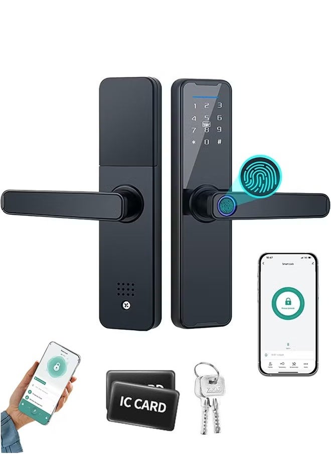 Arabest Tuya Smart Lock Fingerprint Lock Door Lock Keypad Door Lock with Handle Fingerprint Electronic Deadbolt Door Lock Smart Door Lock Compatible with Tuya APP  - Image 1