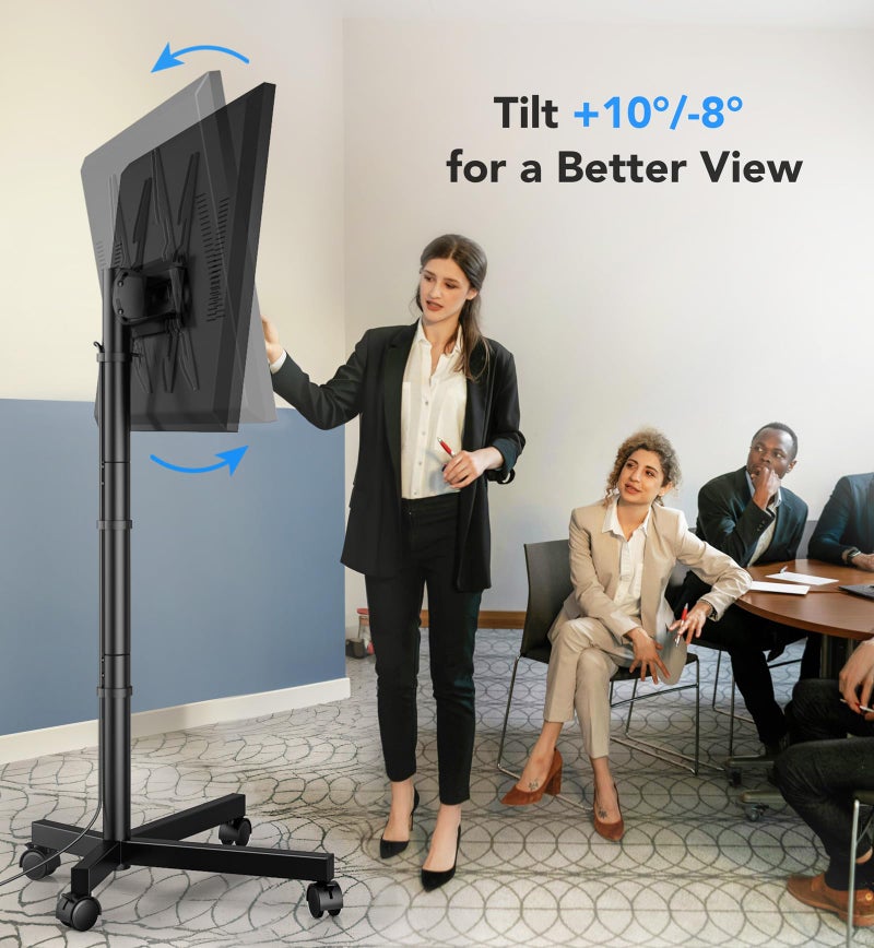 AX WABER Mobile TV Cart Stand with Wheels for 23-60" tvs, Height Adjustable, Portable Floor Stand Holds up to 88 lbs, Rolling TV Mount max VESA 400x400mm - Image 3