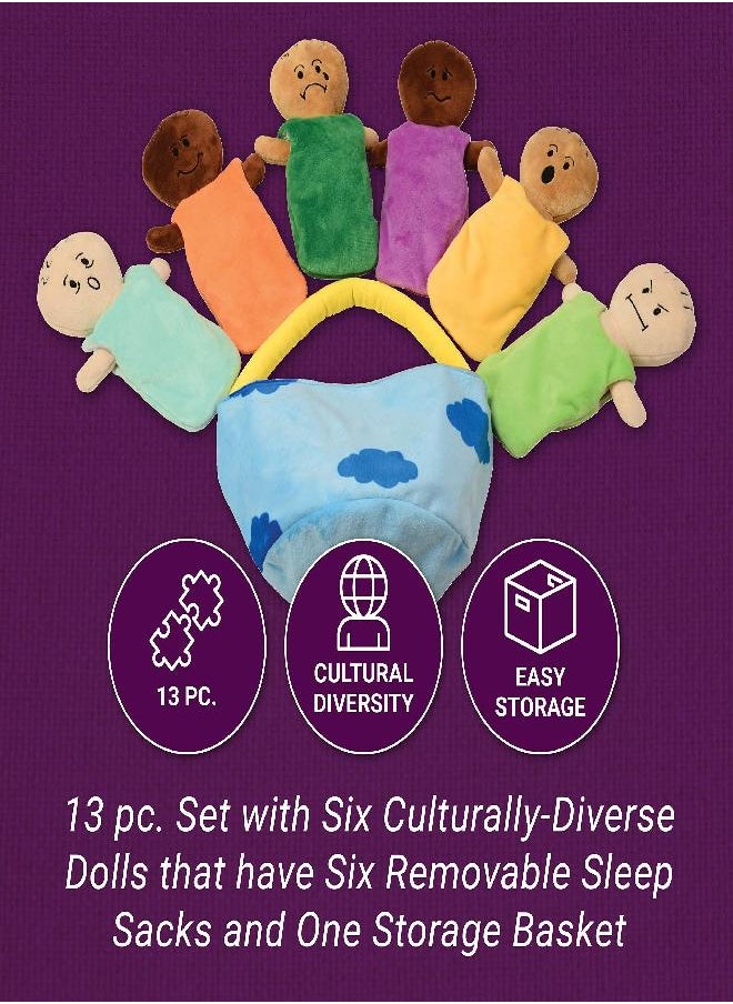 Constructive Playthings Constructive Playthings Expression Babies Plush Dolls, Super Soft Baby Dolls Set, Therapy Toys, Multicultural and Social Emotional Learning, Baby Toys for All Ages, Set of 6 Plush Dolls, Multicolor  - Image 1
