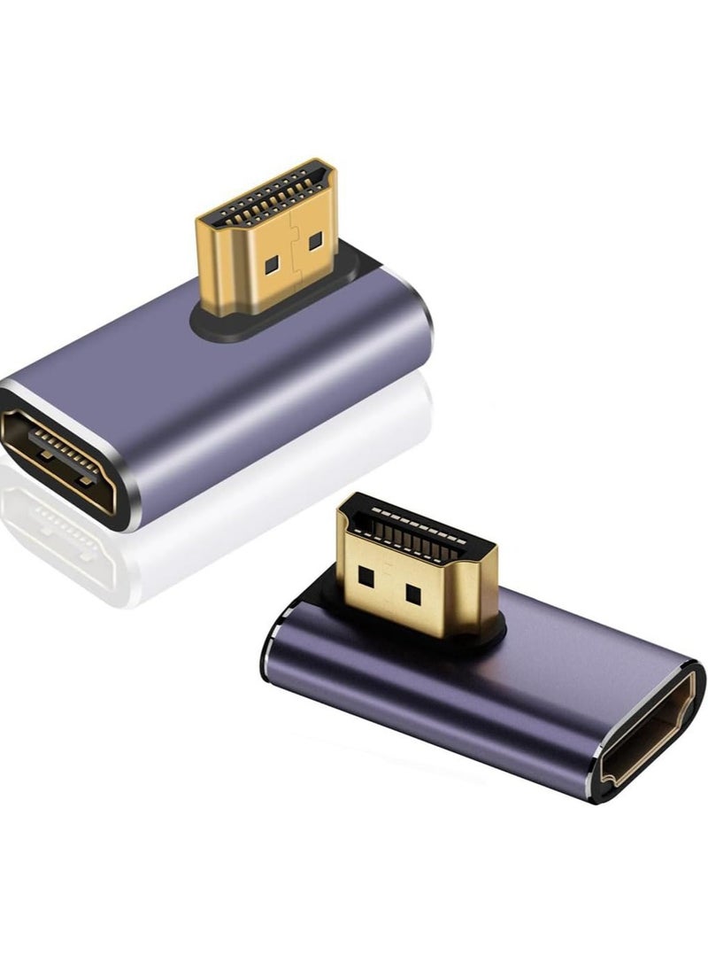 erorex 2 Pack 8K HDMI 2.1 Right Angle Adapter, HDMI 90 Degree Adapter, 48Gbps HDMI Male to Female Adapter Extender Connector for Laptop, DVD, TV, Monitors, Left and Right Angle HDMI Adapter Style  - Image 1