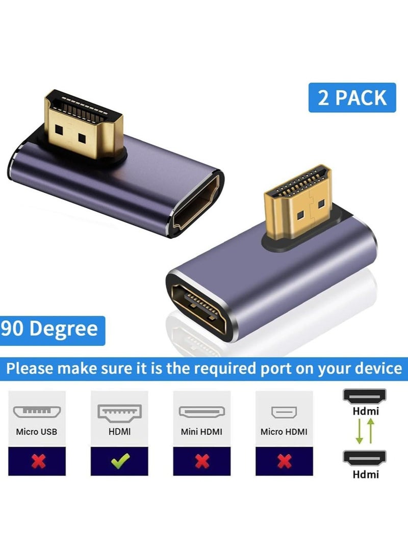 erorex 2 Pack 8K HDMI 2.1 Right Angle Adapter, HDMI 90 Degree Adapter, 48Gbps HDMI Male to Female Adapter Extender Connector for Laptop, DVD, TV, Monitors, Left and Right Angle HDMI Adapter Style  - Image 4