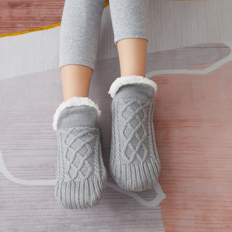 Children'S Floor Socks Fleece-Lined Thick Socks Winter Warm Girls Baby Non-Slip Coral Fleece Indoor Socks - Image 1
