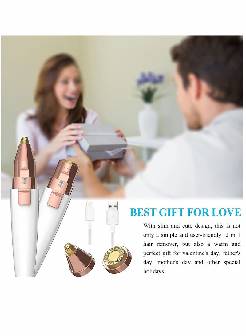 XiuWoo Roll over image to zoom in Razor, Eyebrow Face Hair Removal for Women, Remover, 2 1 Trimmer, and 100% Painless Remover with Light Eyebrow, Nose, Lips, Facial, Body (US - Image 2
