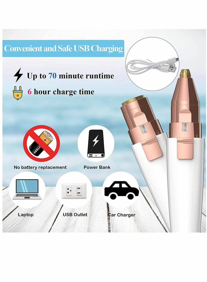 XiuWoo Roll over image to zoom in Razor, Eyebrow Face Hair Removal for Women, Remover, 2 1 Trimmer, and 100% Painless Remover with Light Eyebrow, Nose, Lips, Facial, Body (US - Image 4