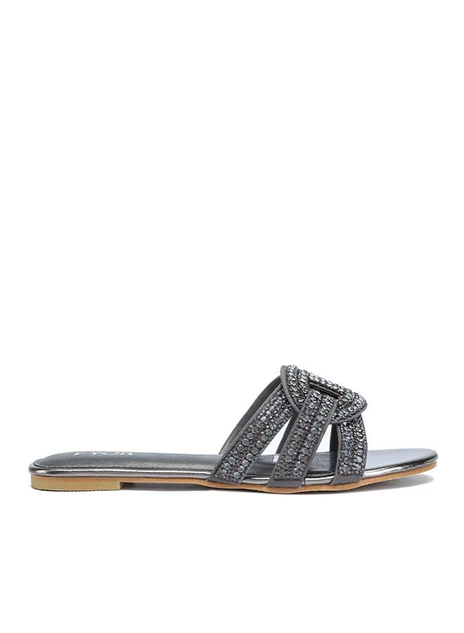 فايور Crystal Embellished Slide Sandals MY 373