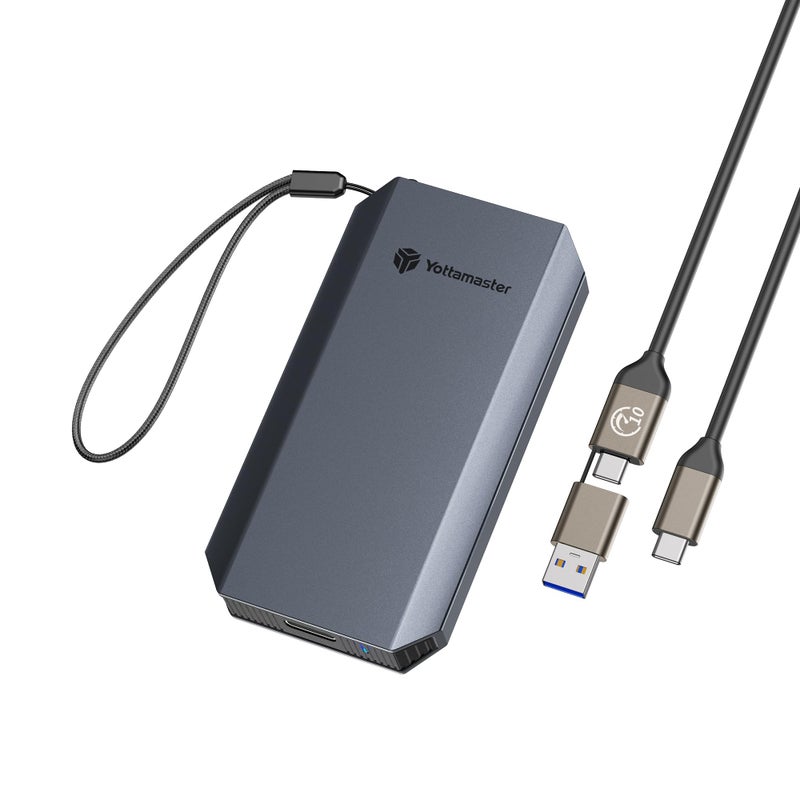 Yottamaster 1TB External SSD, Up to 460MB/s 2 in 1 USB C Cable & Lanyard Portable Solid State Drives, Supports 4K ProRes HDR Compatible with iPhone 17 Pro Max, Smartphone, Tablet, Laptop - Image 1