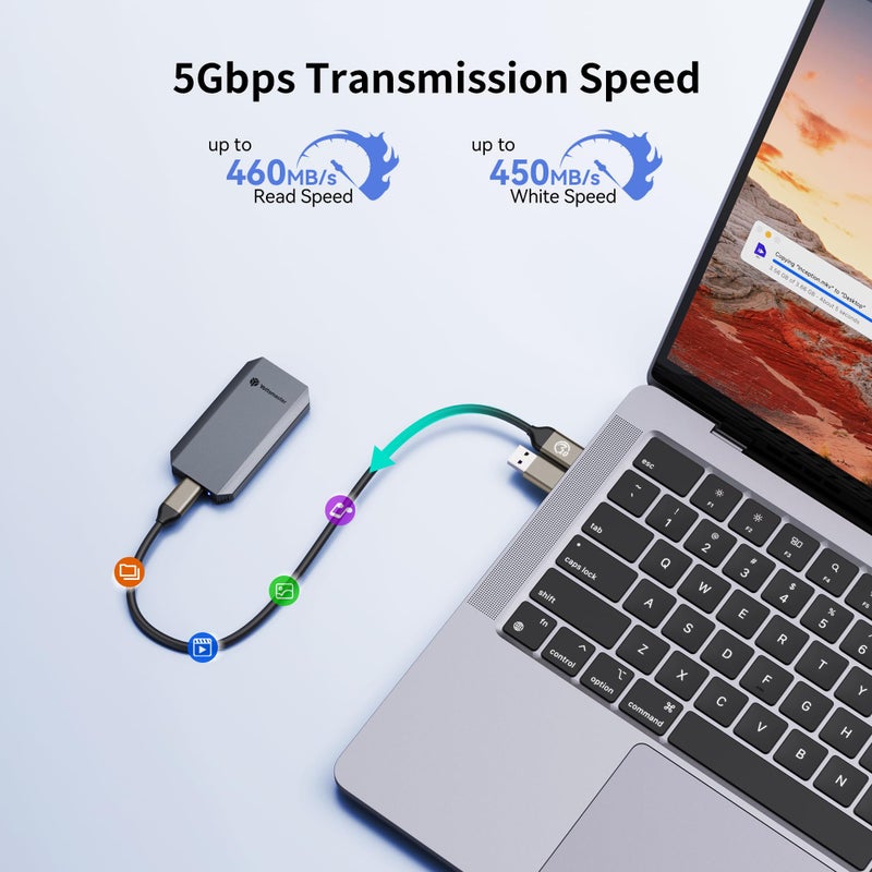 Yottamaster 1TB External SSD, Up to 460MB/s 2 in 1 USB C Cable & Lanyard Portable Solid State Drives, Supports 4K ProRes HDR Compatible with iPhone 17 Pro Max, Smartphone, Tablet, Laptop - Image 2