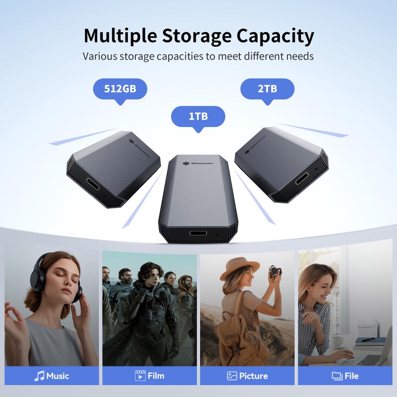 Yottamaster 1TB External SSD, Up to 460MB/s 2 in 1 USB C Cable & Lanyard Portable Solid State Drives, Supports 4K ProRes HDR Compatible with iPhone 17 Pro Max, Smartphone, Tablet, Laptop - Image 4