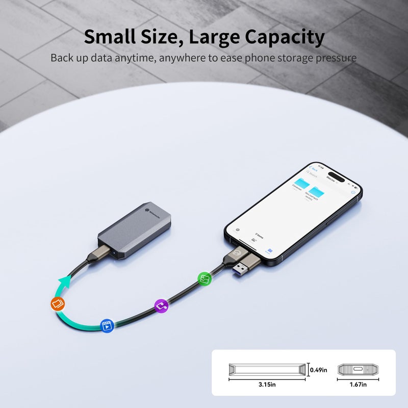 Yottamaster 1TB External SSD, Up to 460MB/s 2 in 1 USB C Cable & Lanyard Portable Solid State Drives, Supports 4K ProRes HDR Compatible with iPhone 17 Pro Max, Smartphone, Tablet, Laptop - Image 3