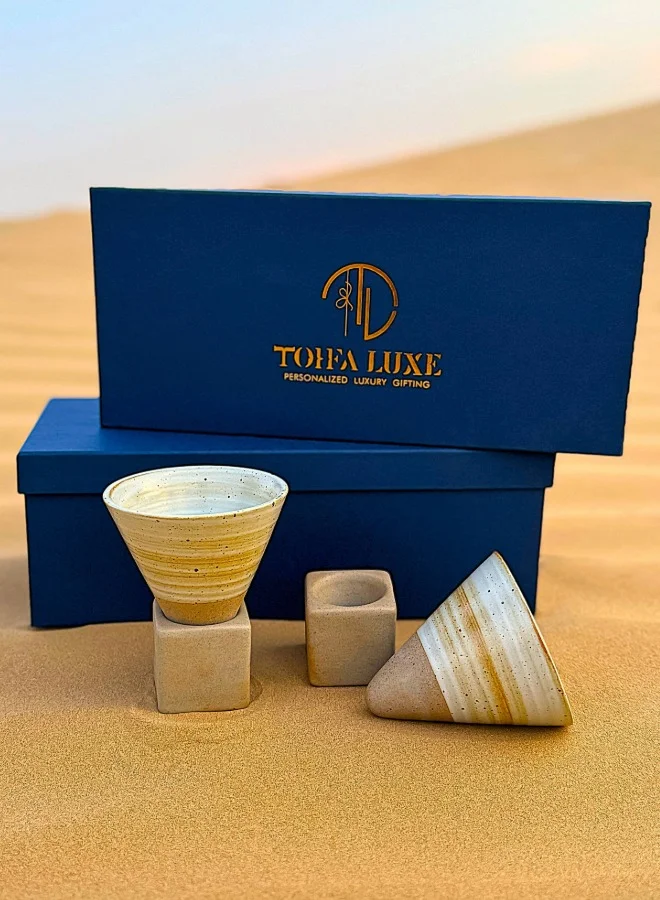Tohfa Luxe TohfaLuxe Mehar Ceramic Cup with Stand - Set of 2