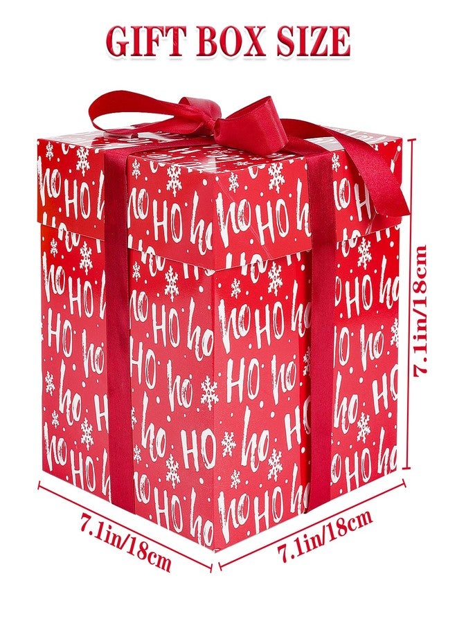Jaywayang 5 Pack Red Christmas Gift Boxes with Lids, Ribbons and Tissue Papers Square Gift Boxes - 7.1 Inch - Presents Wrapping Christmas Gift Holiday New Year Party Favor Boxes. - Image 2