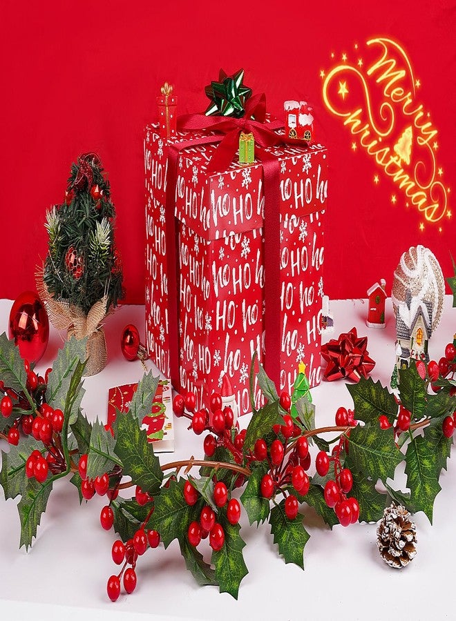 Jaywayang 5 Pack Red Christmas Gift Boxes with Lids, Ribbons and Tissue Papers Square Gift Boxes - 7.1 Inch - Presents Wrapping Christmas Gift Holiday New Year Party Favor Boxes. - Image 4