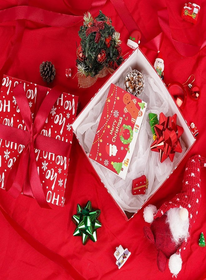 Jaywayang 5 Pack Red Christmas Gift Boxes with Lids, Ribbons and Tissue Papers Square Gift Boxes - 7.1 Inch - Presents Wrapping Christmas Gift Holiday New Year Party Favor Boxes. - Image 5