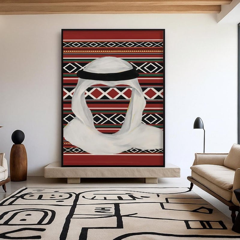 ماركتنا لوحة قماشية بتصميم الفن النجدي مع برواز مجوف مقاس (60×90) قطعة واحدة - Image 3