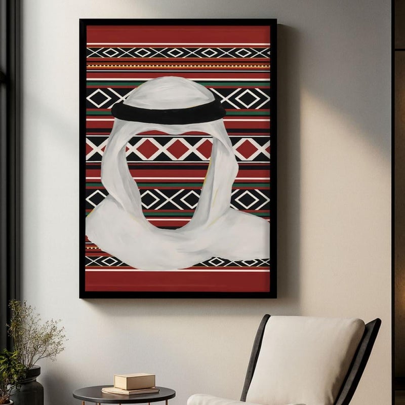 ماركتنا لوحة قماشية بتصميم الفن النجدي مع برواز مجوف مقاس (60×90) قطعة واحدة - Image 1