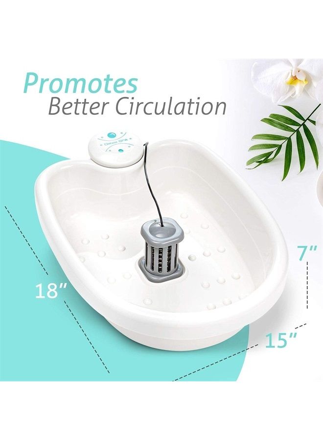 جهاز BioEnergizer Foot Spa Pro | جهاز حوض حمام القدمين لعلاج تقلصات العضلات وآلام القدمين، وتحفيز تدفق الدم، وترطيب البشرة | يأتي مع ملح البحر و30 بطانة حوض