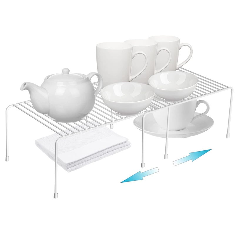 Orgneas Expandable Cabinet Shelf Organizer Rustproof Metal Shelf Riser Kitchen Counter Storage Organizer Rack for Fridge Cabinet Pantry and Bathroom with Scratch Resistant Feet