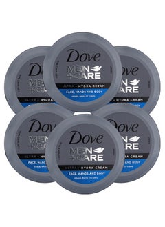 Dove Dove Men+Care Ultra Hydra Cream, Face, Hands and Body care, All Skin Types, 6 Pack of 2.53 Oz Each  - Image 1