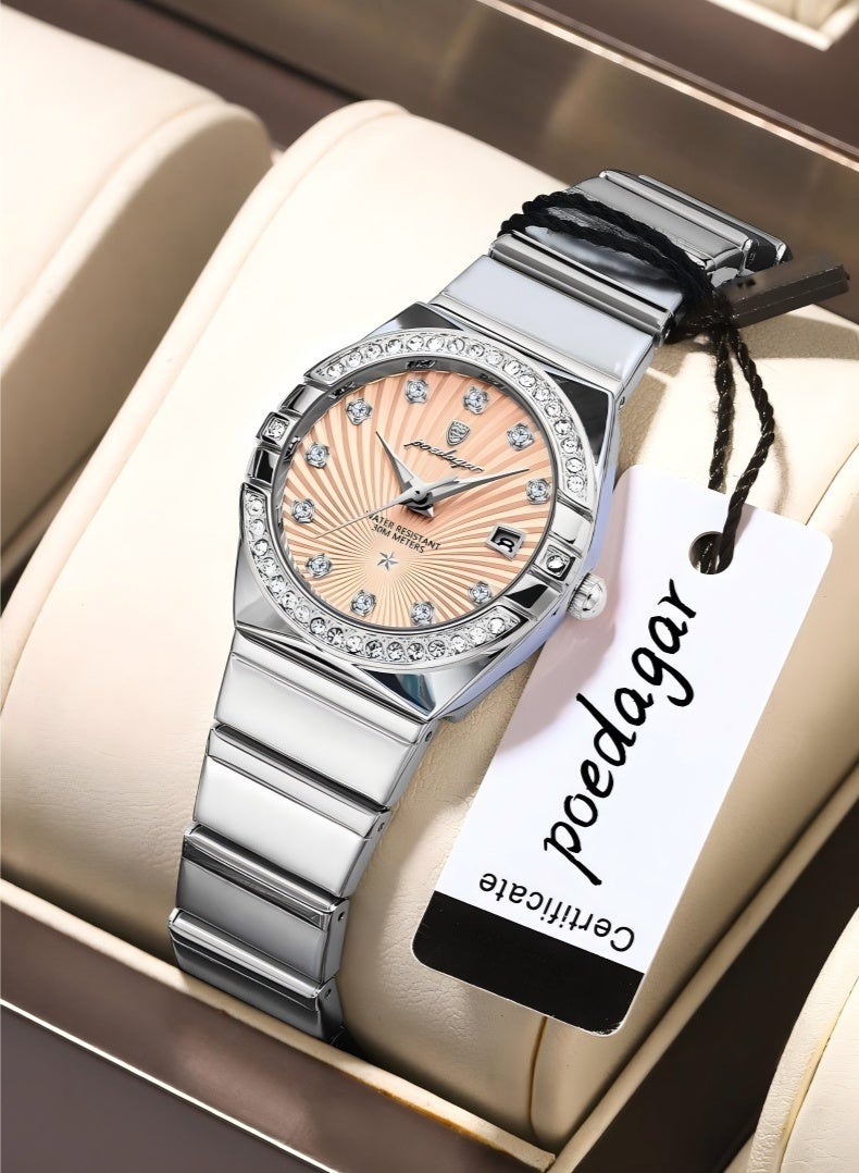 POEDAGAR Watch For Women Stainless Steel Quartz Luminous Water Resistant Watch - Image 1