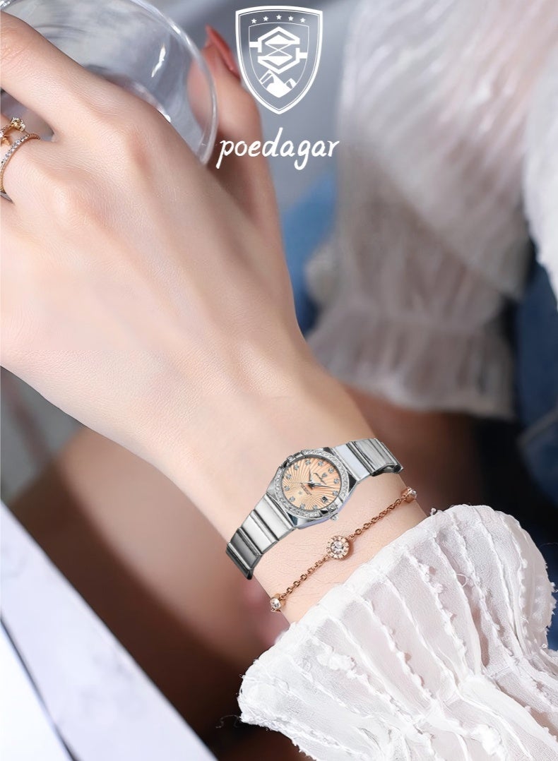 POEDAGAR Watch For Women Stainless Steel Quartz Luminous Water Resistant Watch - Image 2