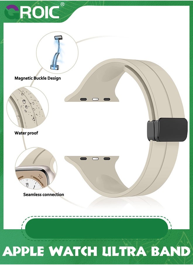 GROIC - Magnetic for Apple Watch Ultra Band 49mm 45mm 44mm 42mm iWatch Bands Men/Women,Soft Sport Silicone Replacement Wristband Strap for Apple Watch Band Series 9 8/7/6/5/4/3/2/SE/Ultra 2 - Image 1
