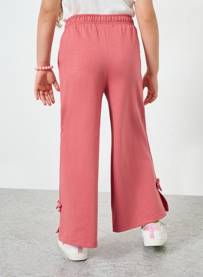 Styli Girls Pink Wide Leg Joggers with Bow Detail - Image 3