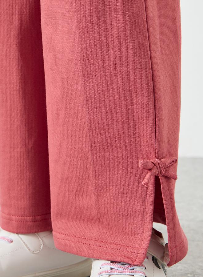 Styli Girls Pink Wide Leg Joggers with Bow Detail - Image 4