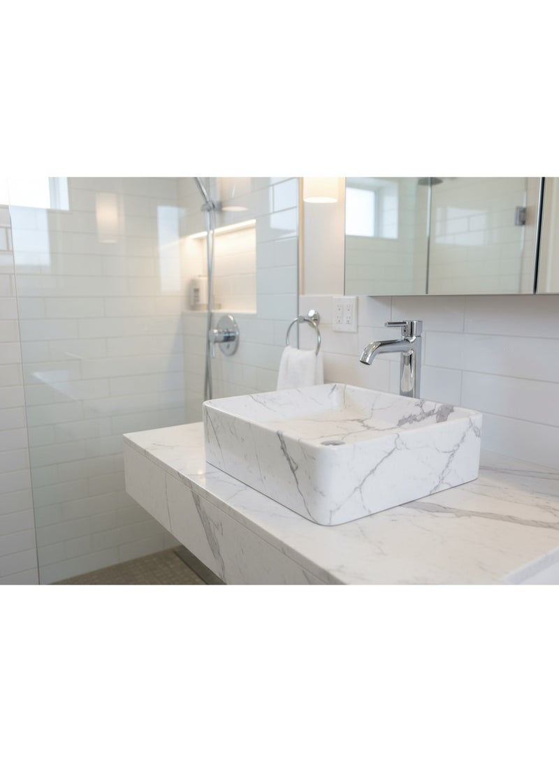 بيور PURE - حوض رخامي مربع - أبيض - Image 1