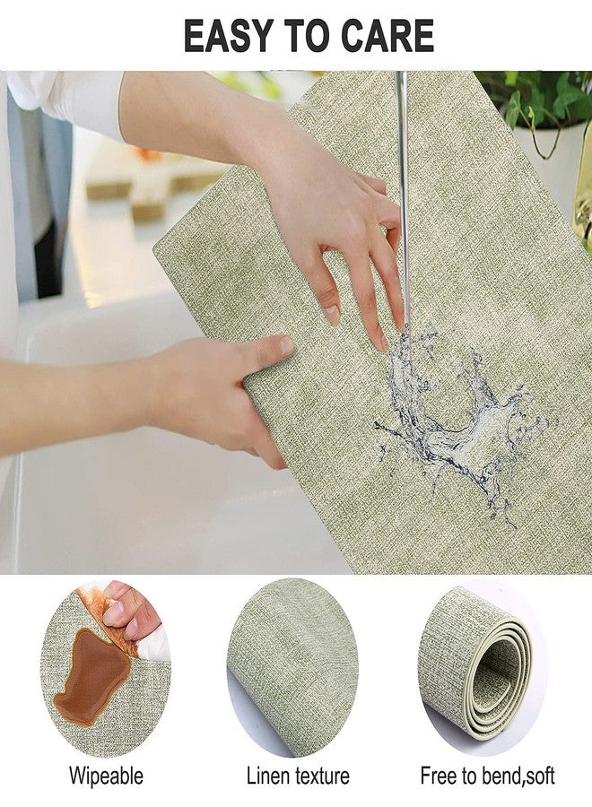LANDVIEW Leather Heat Resistant Placemats Set of 6 Waterproof Wipeable Washable PU Table Mats,Easy to Clean Anti-Slip Place Mats (Light Green, 6) - Image 4