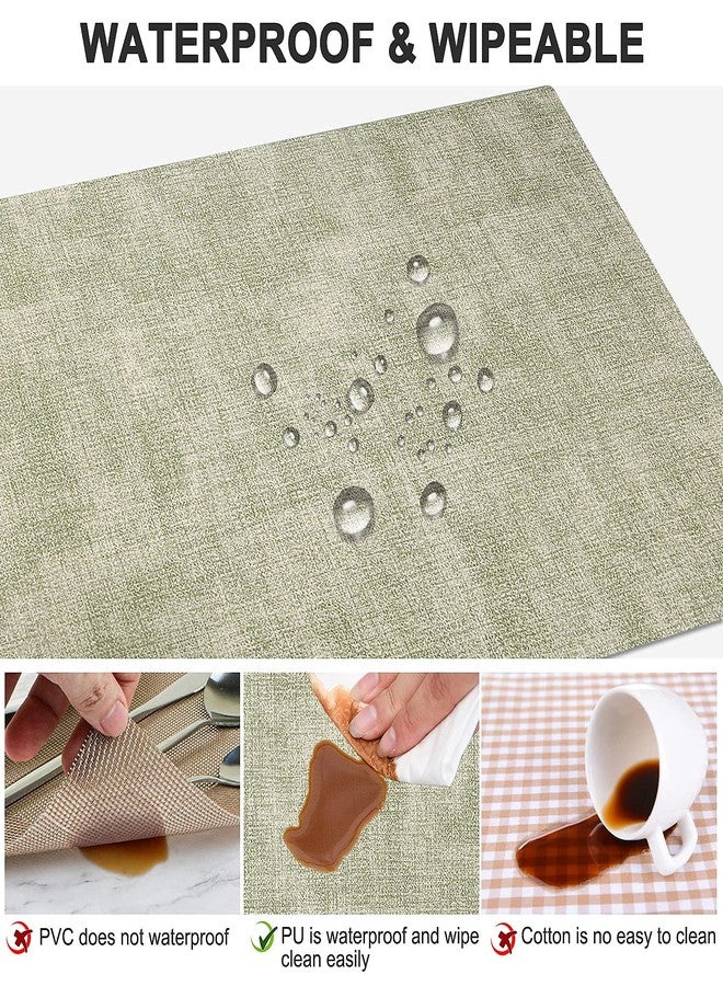 LANDVIEW Leather Heat Resistant Placemats Set of 6 Waterproof Wipeable Washable PU Table Mats,Easy to Clean Anti-Slip Place Mats (Light Green, 6) - Image 3