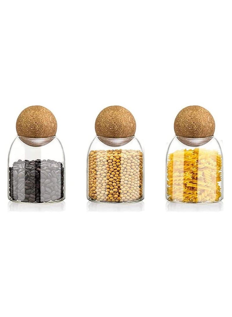 GGEROU Glass Jar with Ball Cork Lid, Glass Canister with Wood Lid, Storage Container Jars for Coffee, Tea, Spice, Sugar, Salt, Set of 3 (500ml) - Image 1