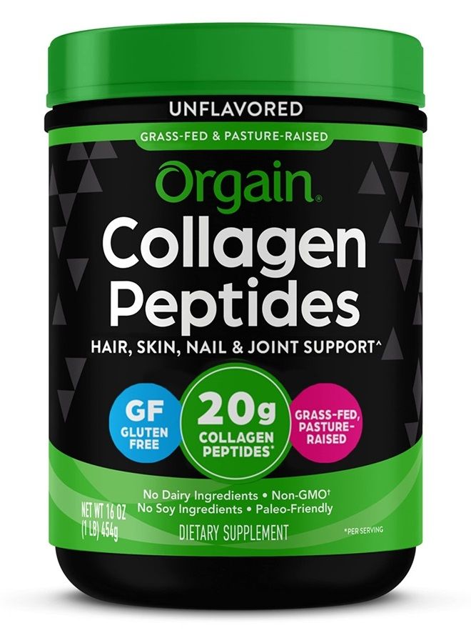 Orgain Hydrolyzed Collagen Powder, 20g Grass Fed Collagen Peptides, Unflavored - Hair, Skin, Nail, & Joint Support Supplement, Paleo & Keto, Non GMO, Type 1 and 3 Collagen - 1lb (Packaging May Vary) - Image 1
