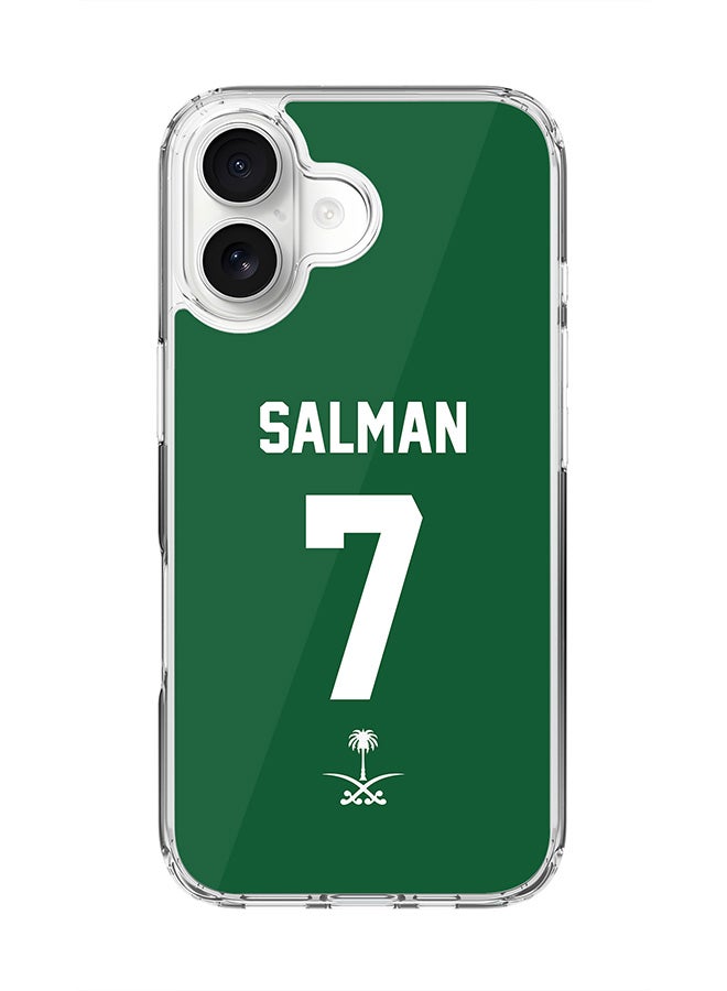 Stylizedd Classic Clear MagSafe Case for iPhone 17 , Hybrid Soft Case Flexible Edges Anti Drop TPU PC Gel Thin Transparent Cover [ Designed for iPhone 17 ] - Football Team - Saudi Arabia, Player Name - Salman