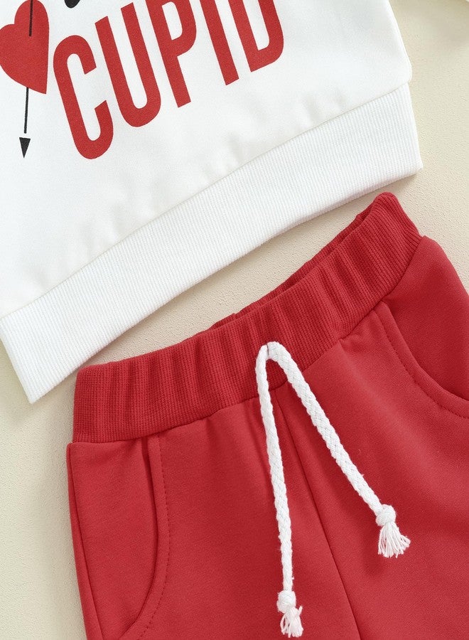 GOOCHEER Infant Valentine 's Day Toddler Baby Boy Girl Outfit Long Sleeves Hoodie Top Pants Valentines Day Clothes (White, 2-3 Years) - Image 4