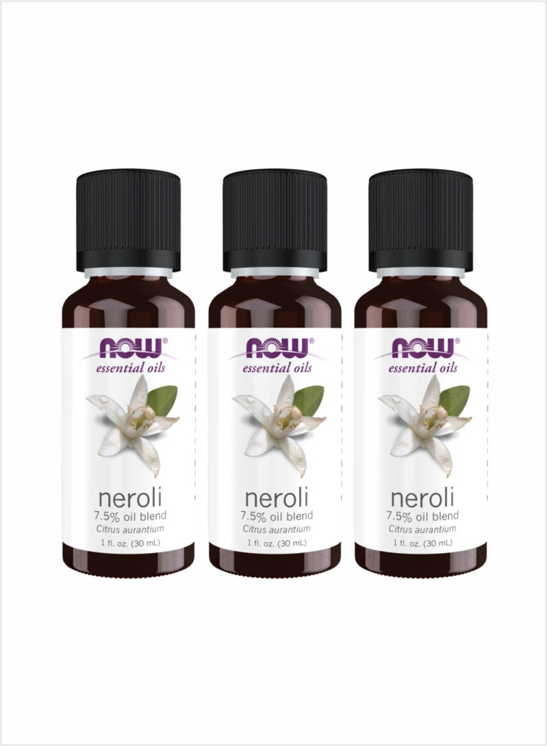NOW Essential Oils 100% Pure Neroli 7.5% Blend Oil - Calming & Uplifting, 30ml (Pack of 3)