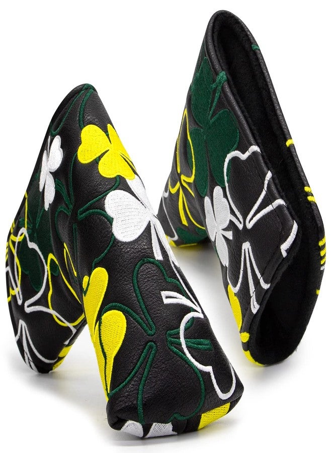 barudan golf Lucky Shamrock Putter Cover - Premium Leather Golf Putter Head Cover Magnetic - White - Image 2