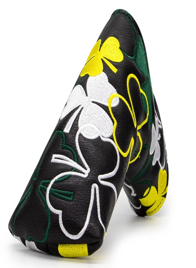 barudan golf Lucky Shamrock Putter Cover - Premium Leather Golf Putter Head Cover Magnetic - White - Image 1