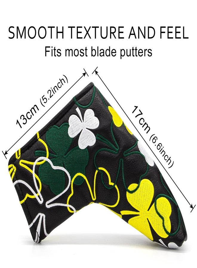 barudan golf Lucky Shamrock Putter Cover - Premium Leather Golf Putter Head Cover Magnetic - White - Image 4