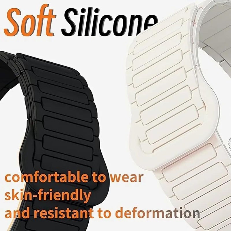 erorex For Samsung Galaxy Fit3 D-Shaped Tri-Beads Magnetic Silicone Watch Band(Black) - Image 4