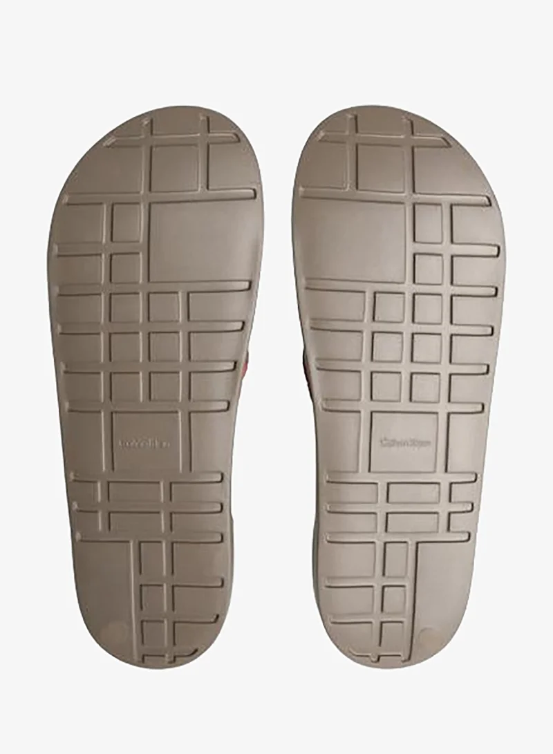 Calvin Klein Morel/Punch Pink Essential Repeat Logo Pool Slides for Men | Best Price UAE