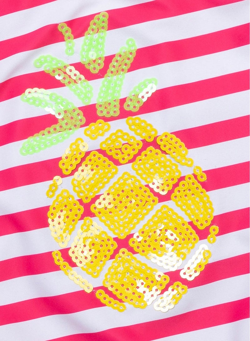 Kids Girls One-Piece Swimsuit with Print and Spaghetti Straps