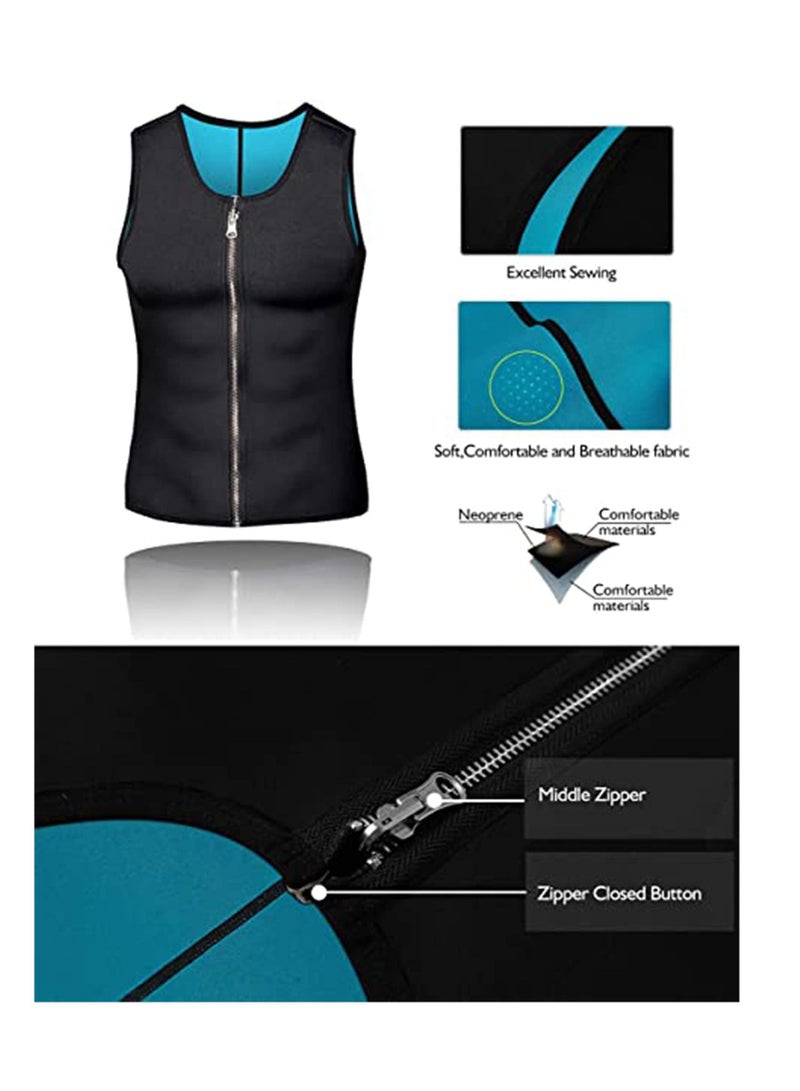 Y&D Sauna Heat Trapping Vest for Men Weight Loss Suit Shirt Workout Tank, Sweat Zipper Jacket Body Shaper Short Sleeve Waist Trainer - Image 2