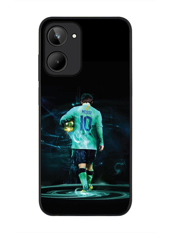 Stylizedd Rugged Black edge case for Realme 10 4G Slim fit Soft Case Flexible Rubber Edges Anti Drop TPU Gel Thin Cover -  Golden Messi - Image 1