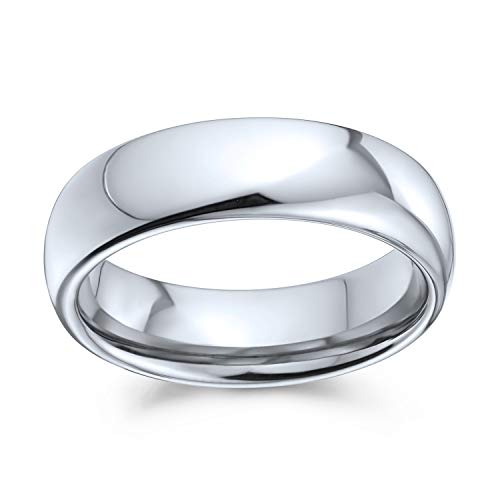Bling Jewelry Plain Simple Dome Couples Titanium Wedding Band Polished Ring For Men For Women Comfort Fit Silver Tone 5MM - Image 2