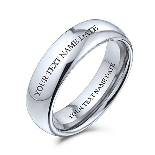 Bling Jewelry Plain Simple Dome Couples Titanium Wedding Band Polished Ring For Men For Women Comfort Fit Silver Tone 5MM - Image 3