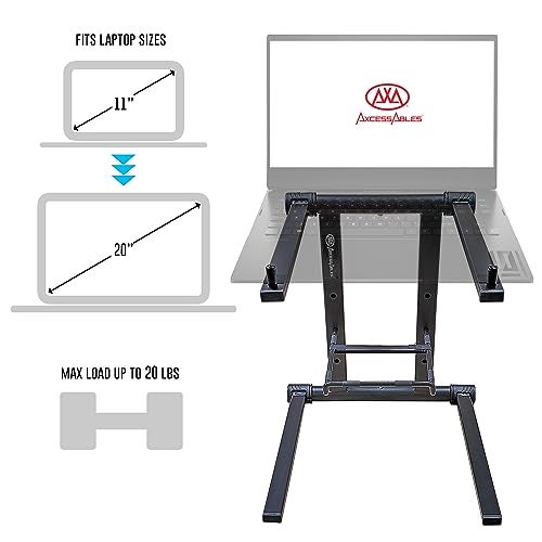 AXA AXCESSABLES DJ Laptop Stand with Travel Bag | Portable Foldable Aluminum Laptop Stand for Laptops up to 15 inches and 20lbs | No Assembly Required, Includes Carrying Bag - Image 3