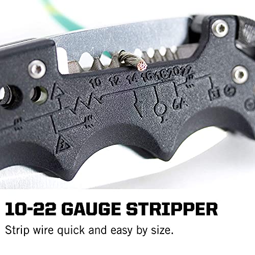 SOG Kilowatt- Electricians Pocket Knife with Wire Stripping Multi-Tool and 3.4 Inch AUS-8 Blade, UTP 10-22G Wire Stripper Knife (EL01-CP), Black - Image 5