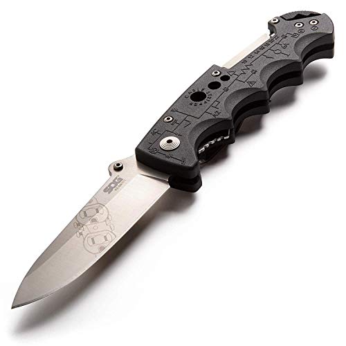 SOG Kilowatt- Electricians Pocket Knife with Wire Stripping Multi-Tool and 3.4 Inch AUS-8 Blade, UTP 10-22G Wire Stripper Knife (EL01-CP), Black - Image 1